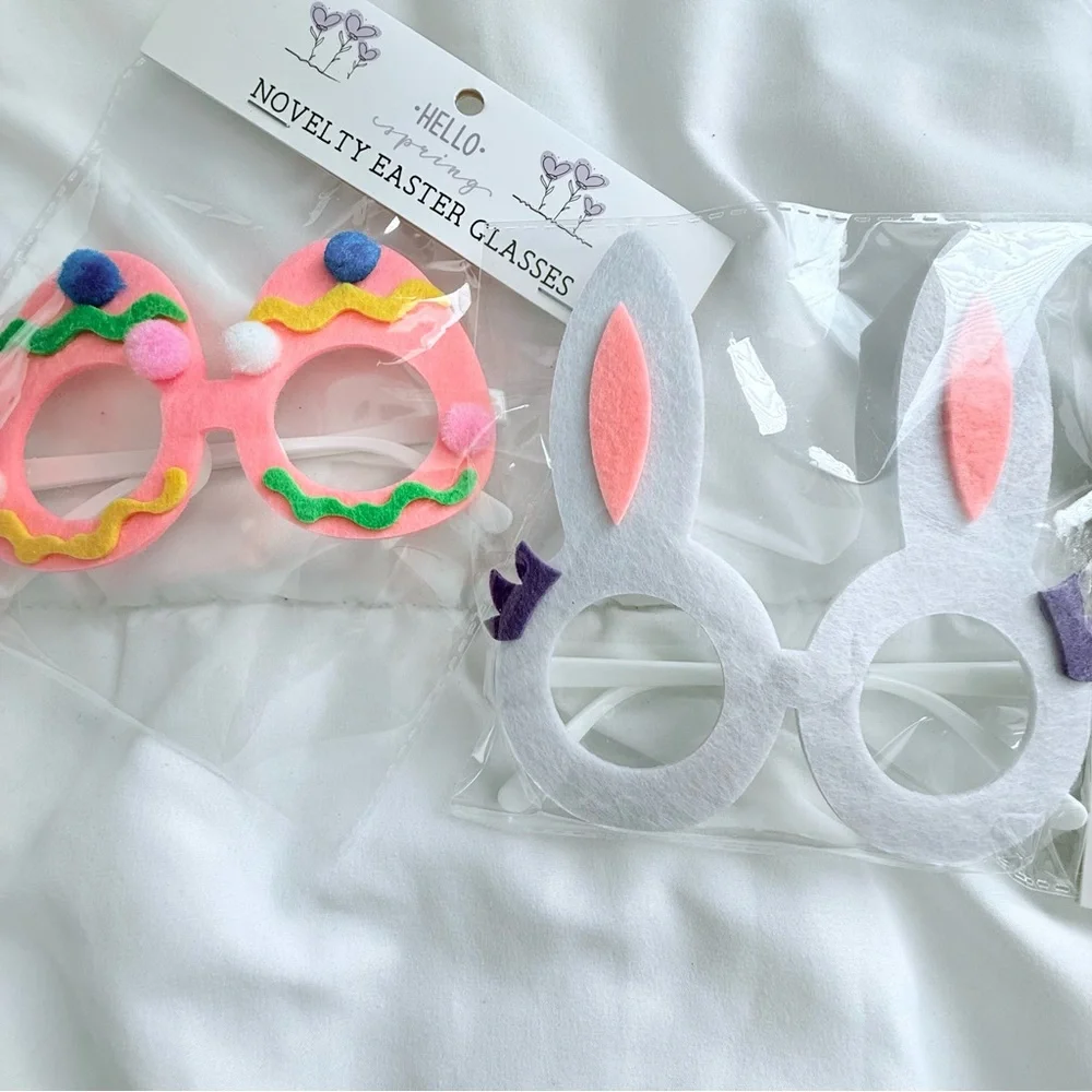 Novelty Easter Glasses Set - Pink and White